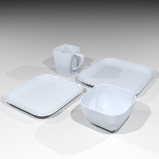 Revit Family-Square Dish Set